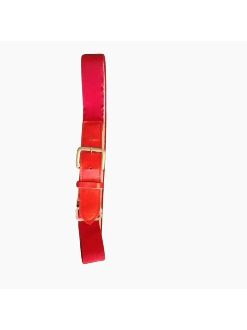 Red Baseball Belt Gold Buckle Faux Leather Adjustable Youth 16 to 26 Inch